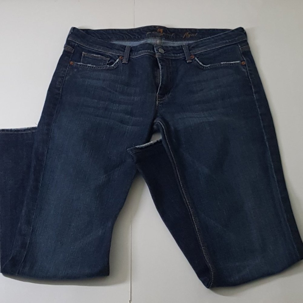 Women's 7FOR ALL MANKIND Boot Cut Jeans Size 32 Blue - Picture 5 of 12